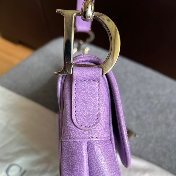 Vintage Christian Dior Lavender Leather Saddle Bag - Picture 11 of 15